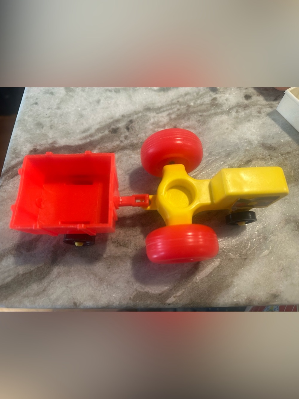 Vintage Fisher Price Farm Little People Set Yellow Farm Tractor Red Wagon
